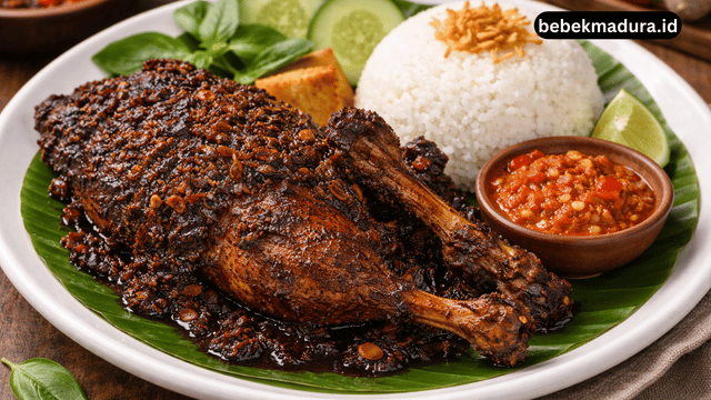 bebek madura selalu disajikan dengan sambal hitam
