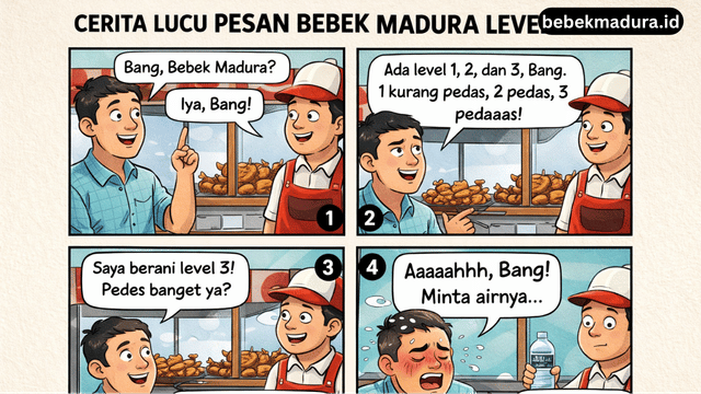 cerita lucu pesan bebek madura level pedas